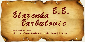 Blaženka Barbulović vizit kartica